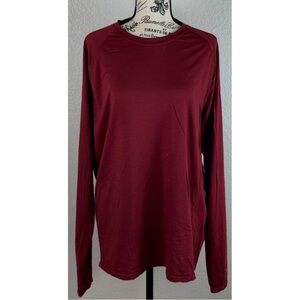 Smartwool Men's Maroon Merino Wool Blend Longsleeve Baselayer Top FLAWED Large